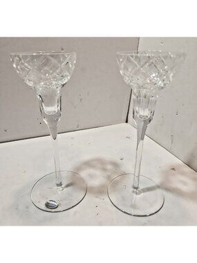 Vintage Pair Rogaska Regent Collection Handmade Crystal Candle Holders 8" Tall